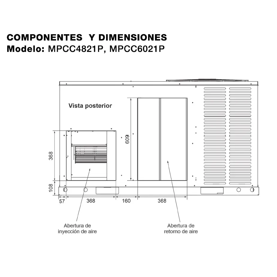Paquete 5 Ton MPCC6021P inyección y retorno de aire